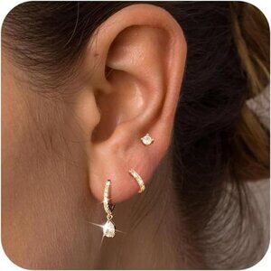 Gold Hoop Earrings for Women, Dainty 14K Gold Plated